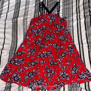 Tommy Hilfiger Red Dress with Blue Floral Pattern